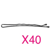 40 Épingles Ondulées Perlées 7cm Noir