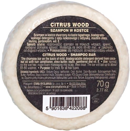 Shampoing Solide Homme Citrus Wood Stara Mydlarnia