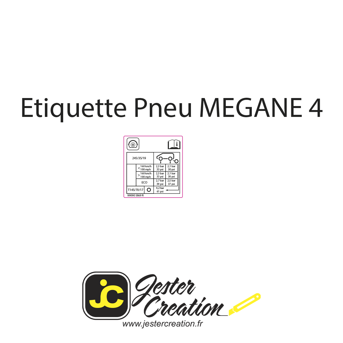 Etiquette Pression Megane 4 RS