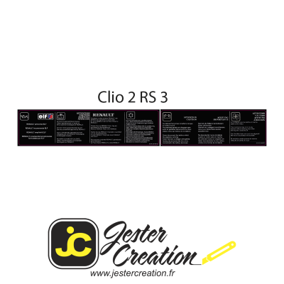 Etiquette Moteur Clio 2 RS3