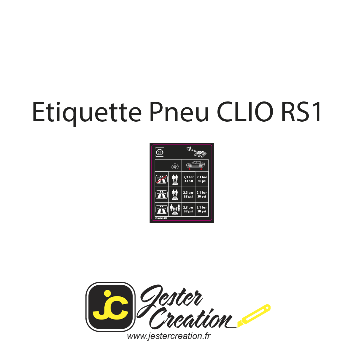 Etiquette Pression Clio RS1