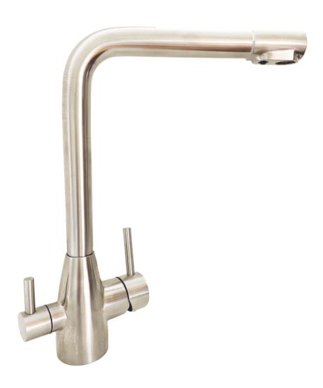 Ronda 3-Way 2 Lever Kitchen Filter Tap Brushed Stainless Steel