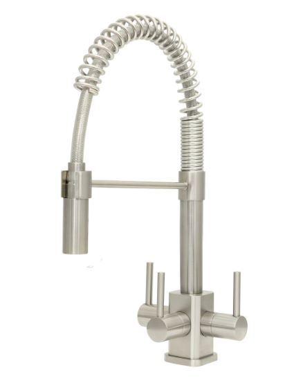 Milano SQ 3-Way 3 Lever Spray Filter Tap Brushed Steel