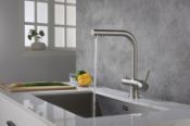 Apala 3-Way Pull-Out Kitchen Filter Tap Brushed Steel