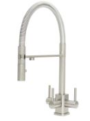 Aquila SQ 3-Way 3 Lever Spray Filter Tap Brushed Steel 