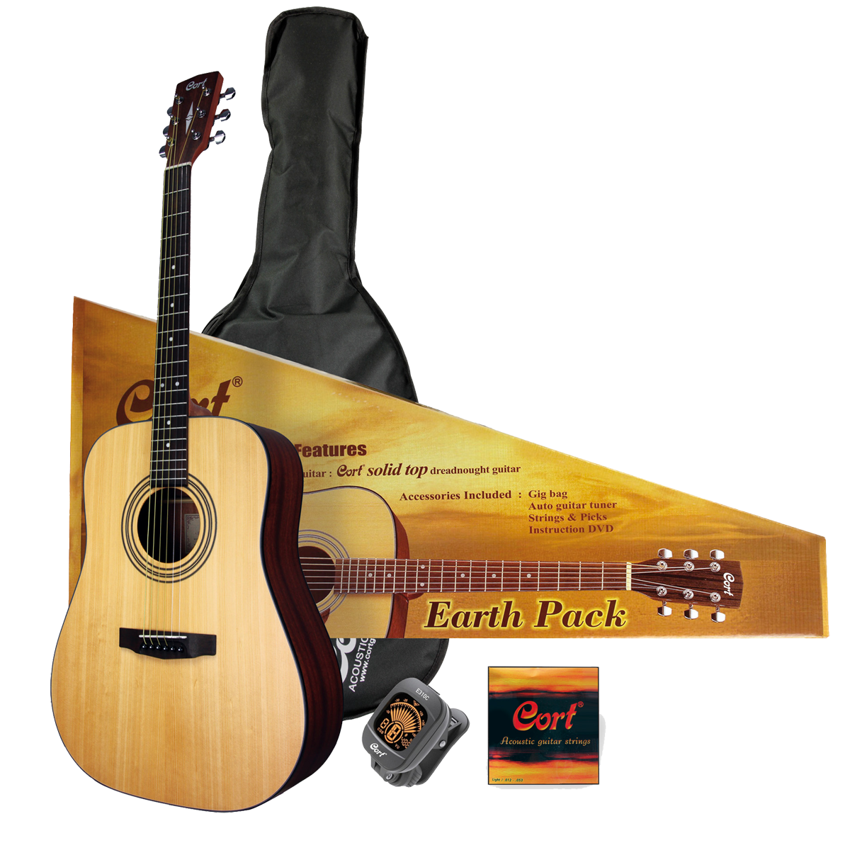 Pack Guitare Folk Cort Earth