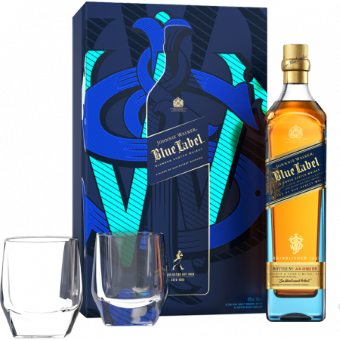Coffret Johnnie Walker Blue Label 2021 40% (bouteille + 2 verres)