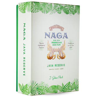 Coffret Naga Rum Java Reserve 40% (bouteille + 2 verres)