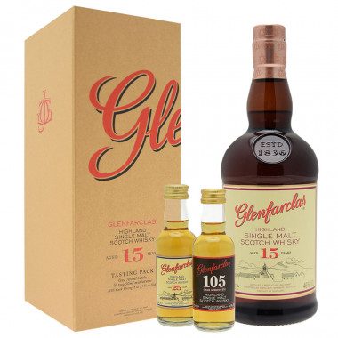 Glenfarclas 15 Ans  46% + 2 Mignonnettes (25 ans + 105) 5cl