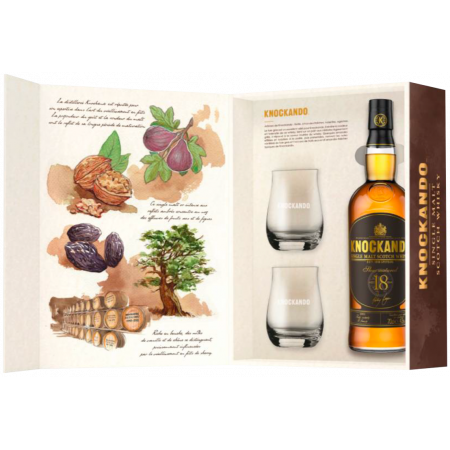 Coffret Knockando 18 ans 43% (bouteille + 2 verres)