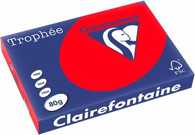 RAME A3 80GR ROUGE CORAIL CLAIREFONTAINE