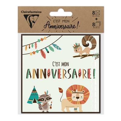 CARTE ANNIVERSAIRE INDIEN X8