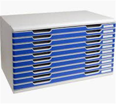 MODULE A3+ 10 TIROIRS GRIS LUMIERE/BLEU