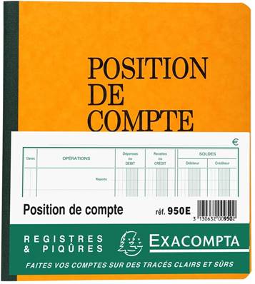 REGISTRE POSITION DE COMPTE 21/19 80P