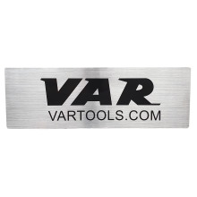 VAR sticker 345x115mm - brushed aluminium background w/ black letters