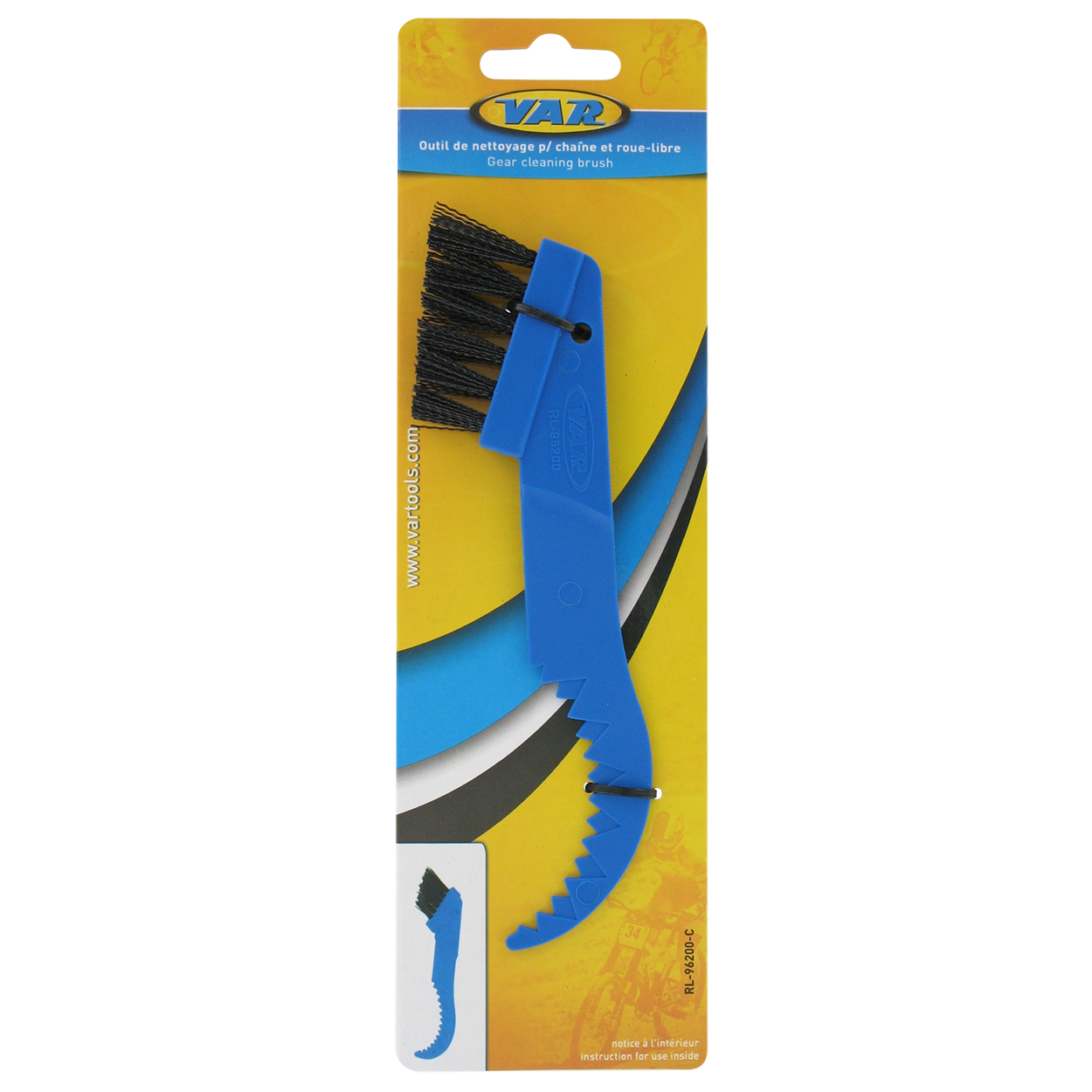 Gear cleaning brush carded