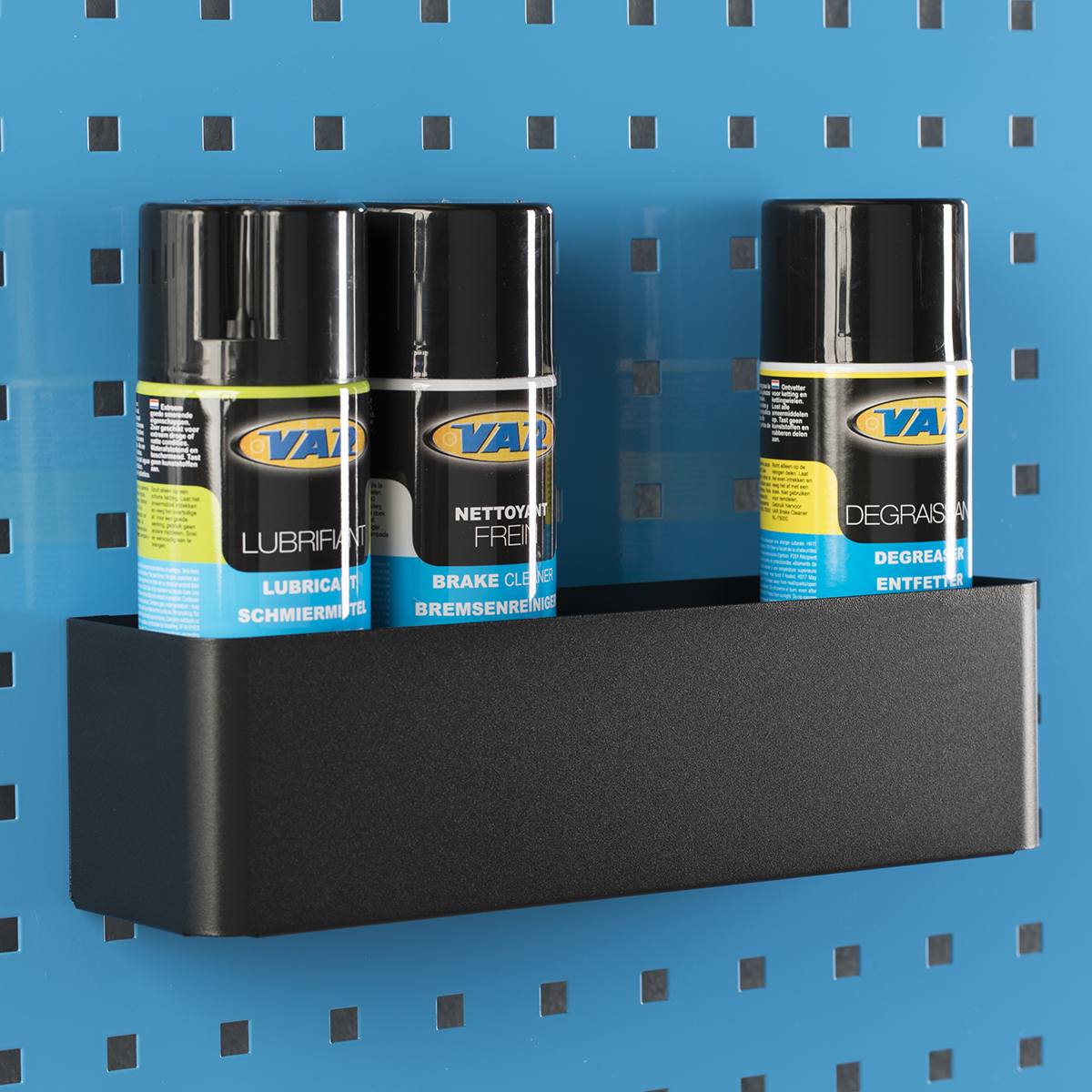 Support d'aérosols pour panneaux perforés ou servante