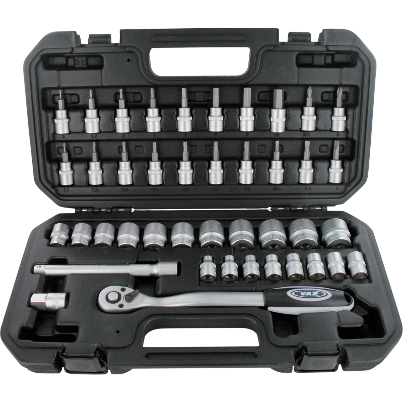 3/8" square ratchet wrench and socket set