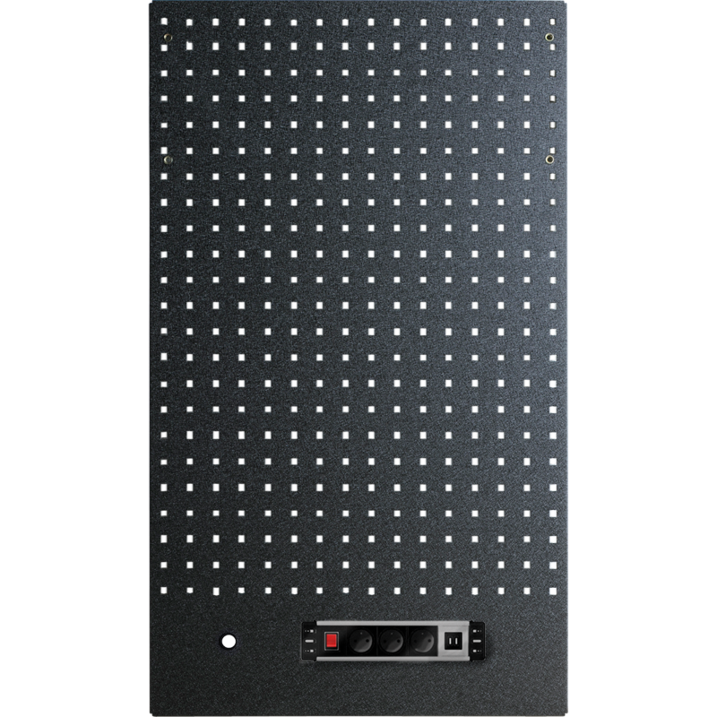 Tool panel 61cm with multi-plug power stripe - black granite painting