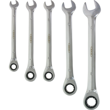 Set of 5 ratchet combination wrenches