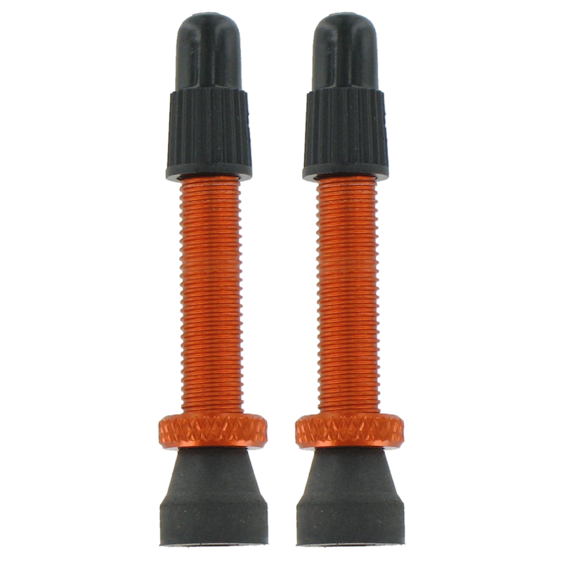 2 alloy Presta valves - 35mm orange