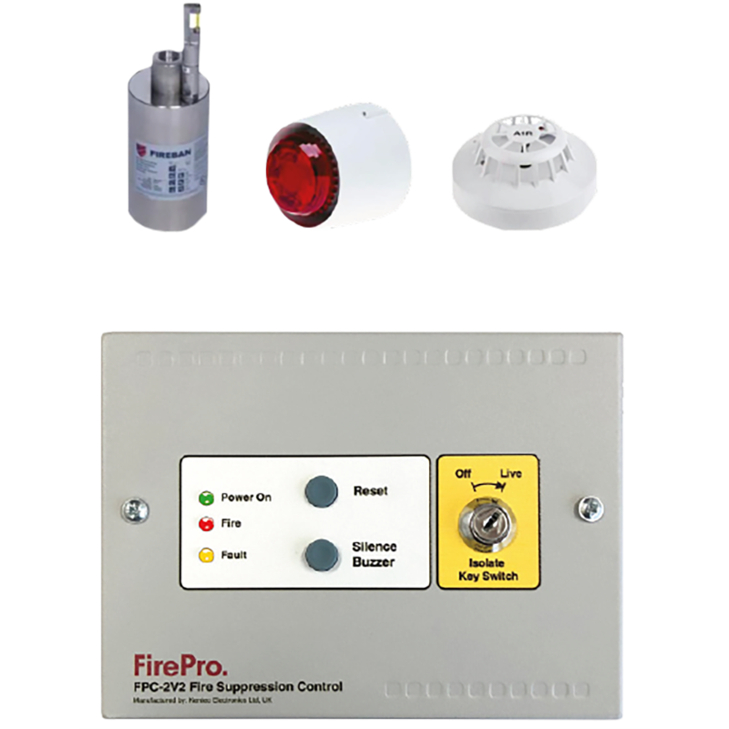 Alarm with temperature sensor, fire extinguisher + SSI connection