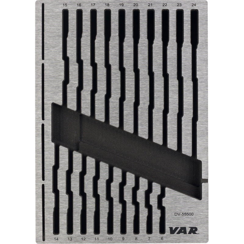 Tool tray for combination wrenches with pre-cut zone