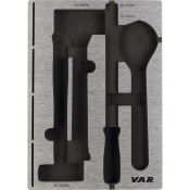 Tool tray for hammers and file with pre-cut zone