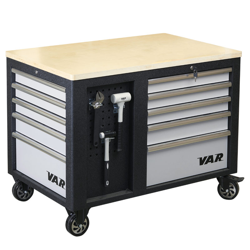 Large rolling workbench 10 drawers 2 doors - 120x80cm