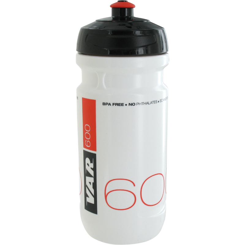 600ml white water bottle - black & red