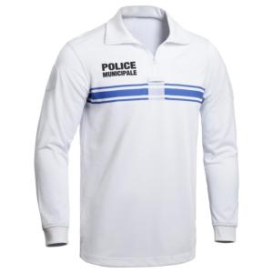 Polo blanc manches longues Police Municipale