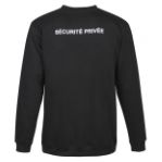 Sweat noir SECURITE PRIVEE devant + dos avec porte RIO