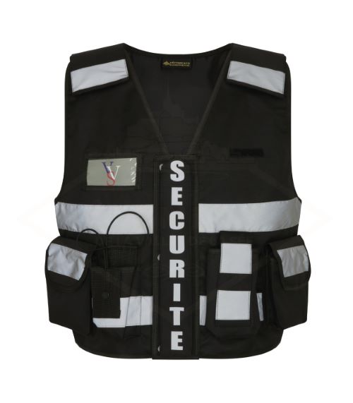 Gilet tactique multi poches HV THOR SECURITE PRIVEE - Noir