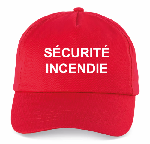 Casquette rouge avec marquage SÉCURITÉ INCENDIE