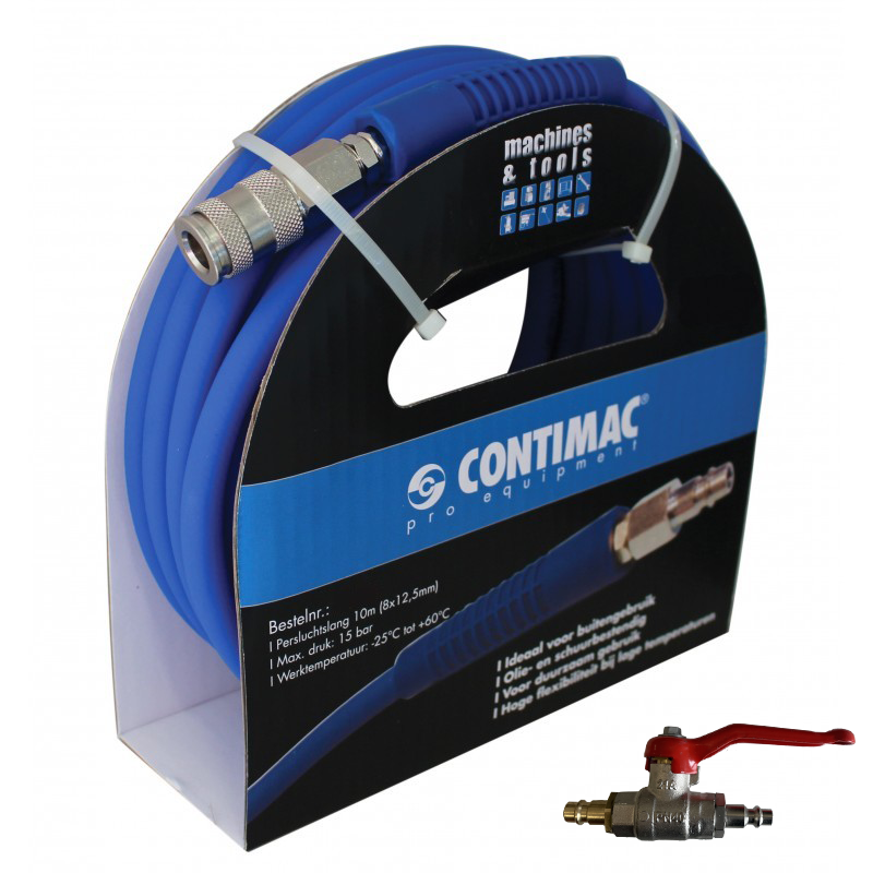 Pack Flexible bleu 10m + vanne + coupleur compresseur / extincteur