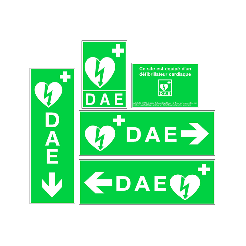 Jeu complet de signalétique murale défibrillateur (DAE) - Vinyle