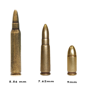 Pack de 3 balles fictives 9 mm - 7.62 mm - 5.56mm