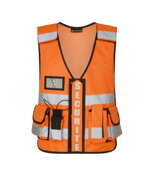 Gilet tactique multi poches HV THOR SECURITE PRIVEE - Orange