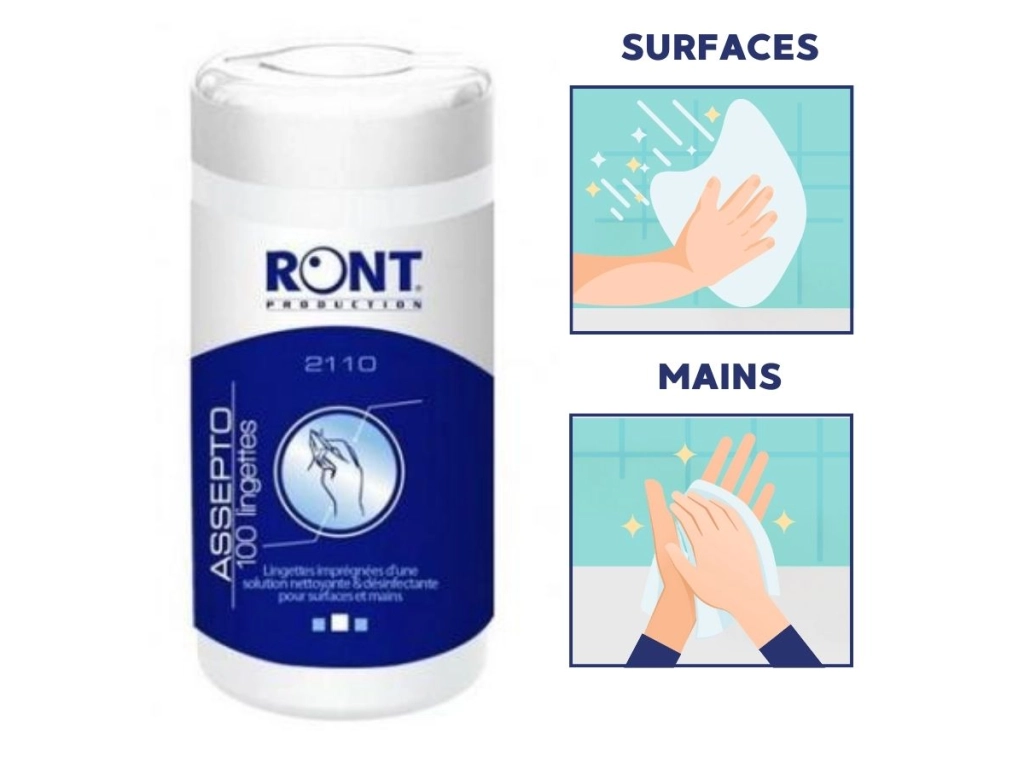Lingettes nettoyantes et désinfectantes Assepto
