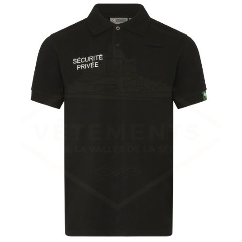 Polo noir MC SECURITE PRIVEE coeur + dos - VVS