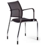 SOACHA - Chaise d'accueil tissu/résille empilable - Noire Sans Accoudoirs