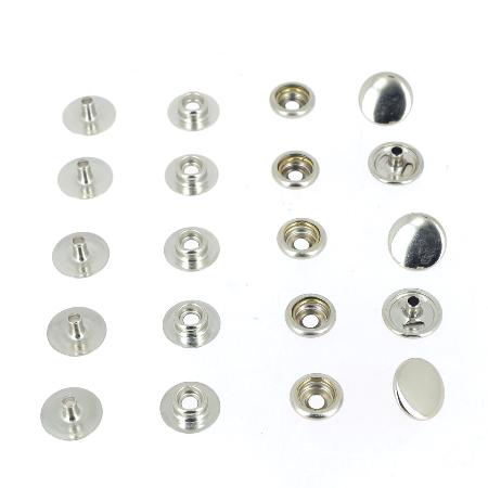 Lot de 5 boutons pression FORT en laiton NICKELE - OSBORNE - LINE 20 : 12,5 mm
