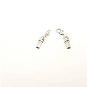 Fermoir bijou - Fermeture mini mousqueton - Argent vieilli - Lacet rond 3 mm