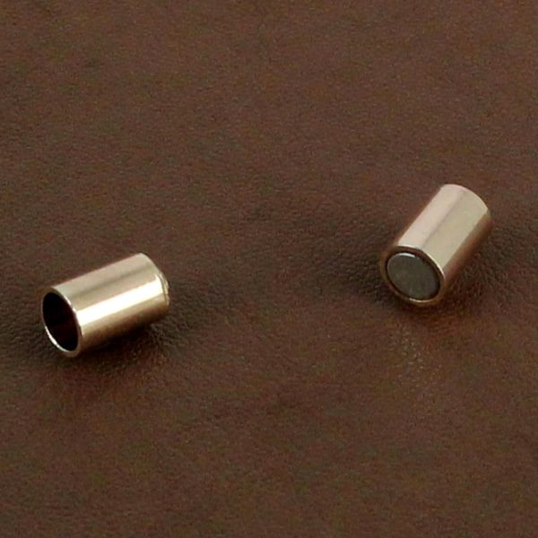Fermoir bijou - Cylindre aimanté - Or rose - Lacet rond 5 mm