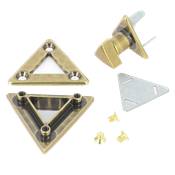 Fermoir tourniquet triangle pour sac - LAITON VIEILLI - 40x40 mm