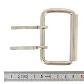 Boucle de ceinture à rouleau à double ardillon - NICKELÉ - 60 mm