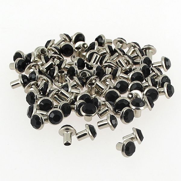 100pcs rivets strass 6mm-Or rivets en cristal de diamants en strass à pointes de rivets pour la décoration pour cuir/ceinture/sac à main goujons en strass