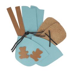 Kit chaussons en cuir pour bébé - Bleu pastel / Fauve / Ours