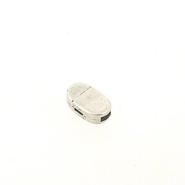 Fermoir pour bracelet - Ovale aimanté avec picot - Argent vieilli - Lanière 5 mm