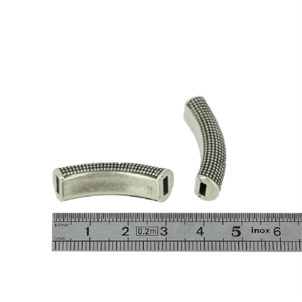 Coulissant ETHNIQUE LONG - Lanière de 5 mm - ARGENT VIEILLI